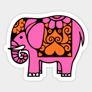 Pink Summer Elephant Sticker